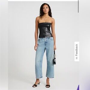 FAUX LEATHER FOLDOVER TUBE TOP NWT